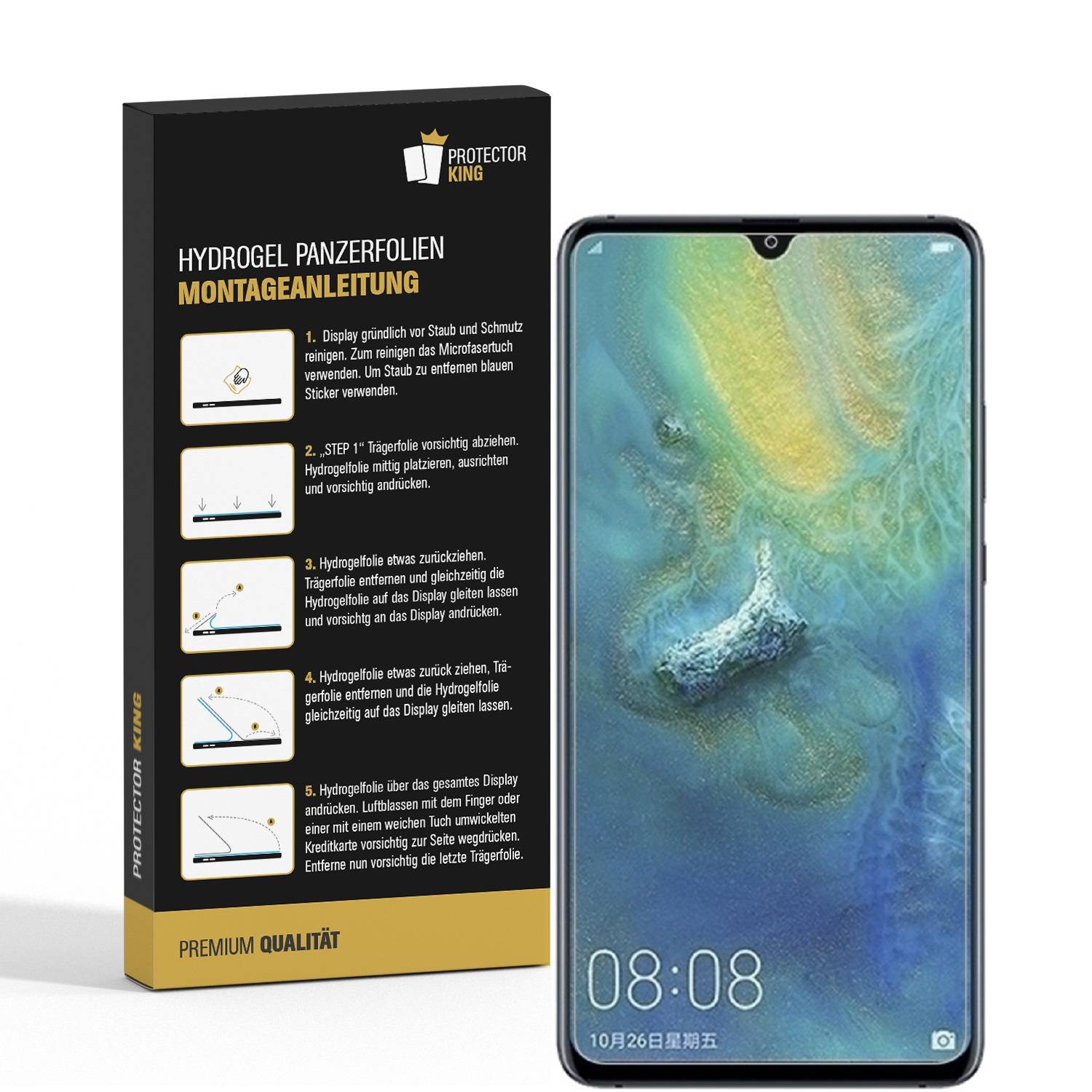 1x Hydrogel-Glass für Huawei Mate 20 Selbstheilend für Micro Kratzer 3D KLAR Panzerfolie Displayschutz Schutzfolie Screen-Protector