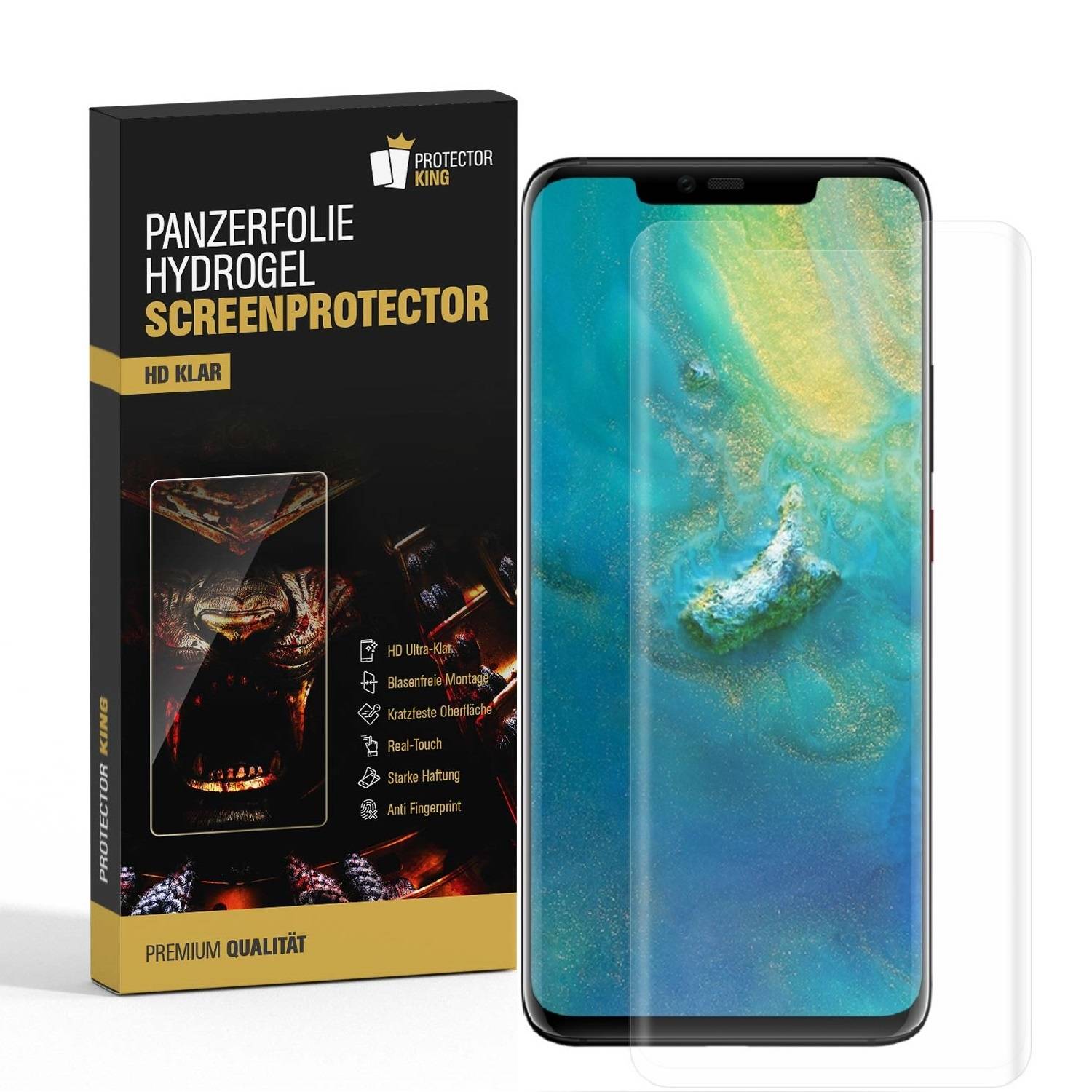4x Hydrogel-Glass für Huawei Mate 20 Pro Selbstheilend für Micro Kratzer 3D KLAR Panzerfolie Displayschutz Schutzfolie Screen-Protector