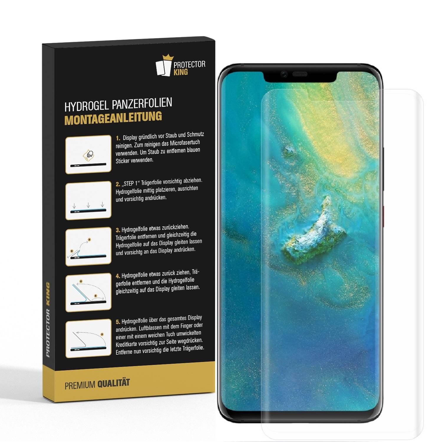3x Hydrogel-Glass für Huawei Mate 20 Pro Selbstheilend für Micro Kratzer 3D KLAR Panzerfolie Displayschutz Schutzfolie Screen-Protector