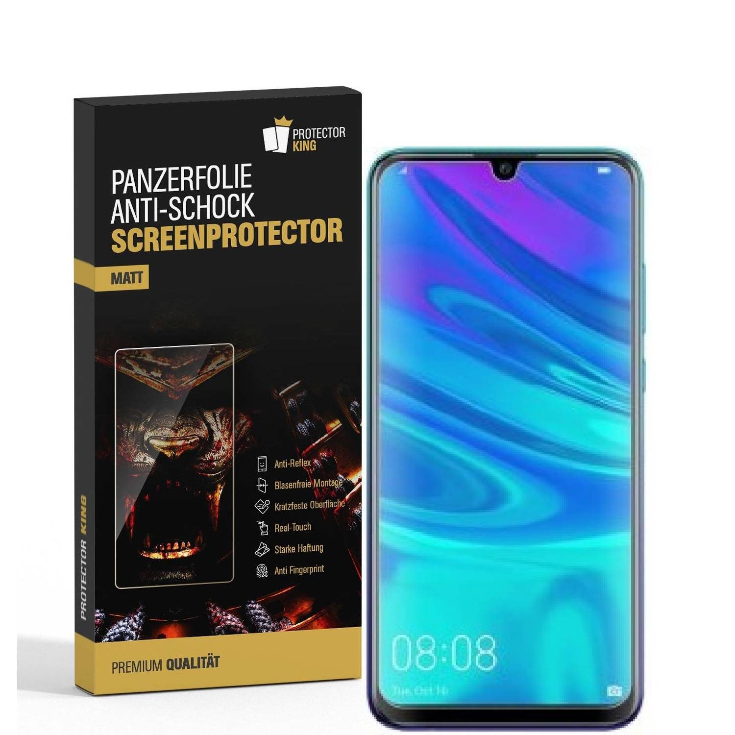 3x Panzerfolie für Huawei P Smart 2020 ANTI-SCHOCK Displayschutzfolie MATT