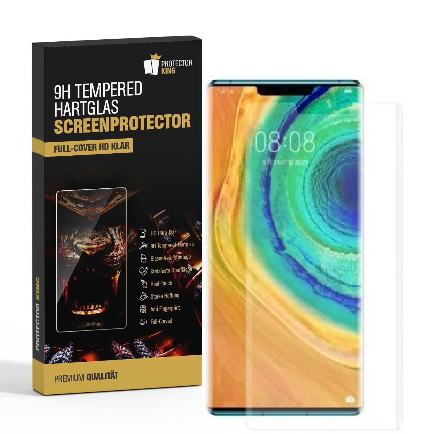 1x 9H Hartglas für Huawei Mate 30 Pro FULL CURVED Displayschutz Schutzglas Schutzfolie Panzerfolie Panzerglas Displayglas Tempered Glasfolie