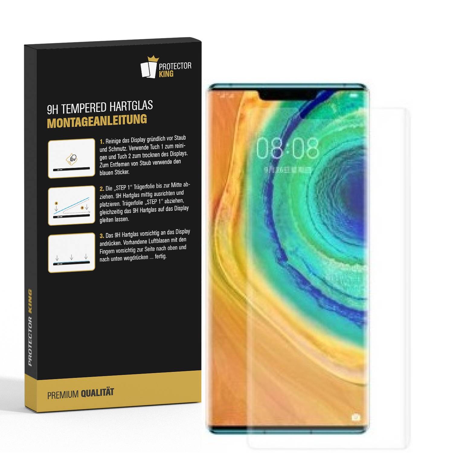 3x 9H Hartglas für Huawei Mate 30 FULL CURVED Displayschutz Schutzglas Schutzfolie Panzerfolie Panzerglas Displayglas Tempered Glasfolie