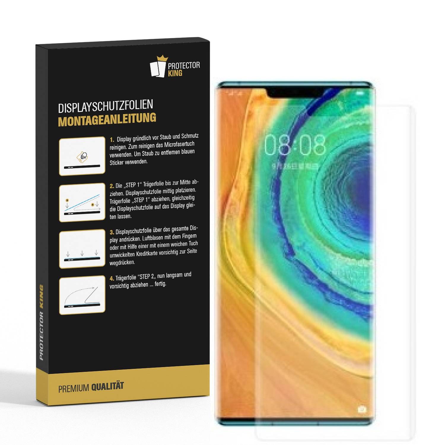 2x Panzerfolie für Huawei Mate 30 FULL COVER ANTI-SHOCK Displayschutz KLAR Schutzfolie