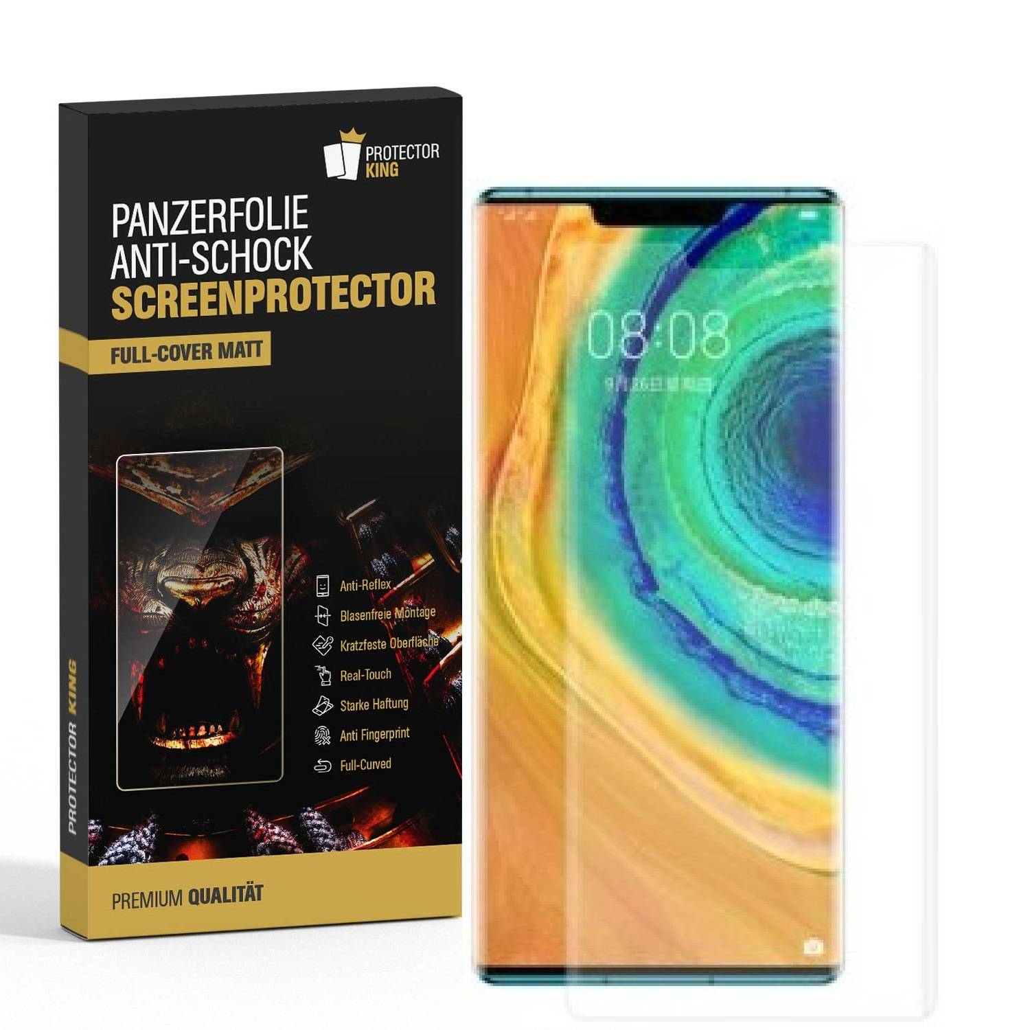 3x Panzerfolie für Huawei Mate 30 Pro FULL COVER Displayschutzfolie MATT