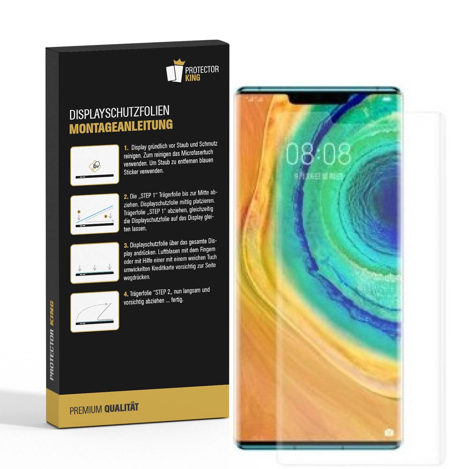 2x Panzerfolie für Huawei Mate 30 FULL COVER ANTI-SCHOCK Displayschutzfolie MATT