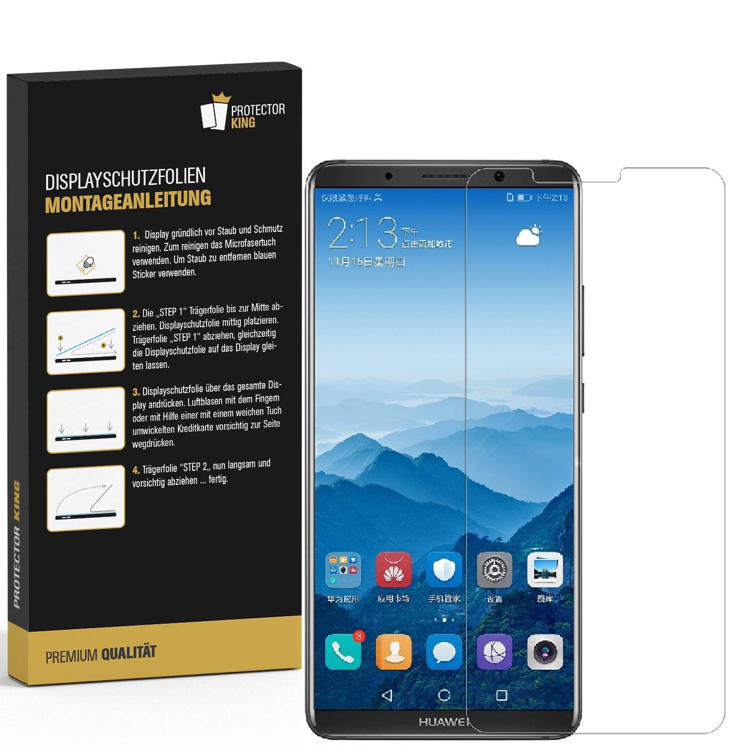 2x Displayfolie für Huawei Mate 10 Pro FULL COVER Displayschutzfolie ULTRA KLAR