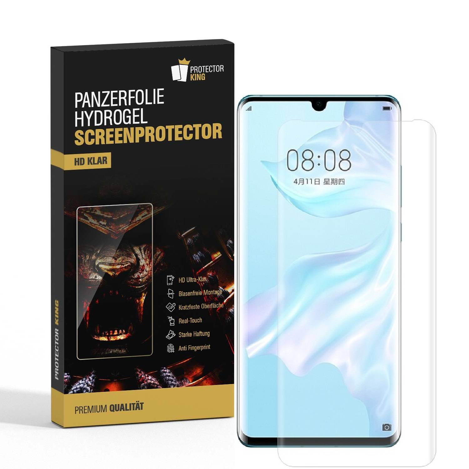 4x Hydrogel-Glass für Huawei P30 Pro Selbstheilend für Micro Kratzer 3D KLAR Panzerfolie Displayschutz Schutzfolie Screen-Protector