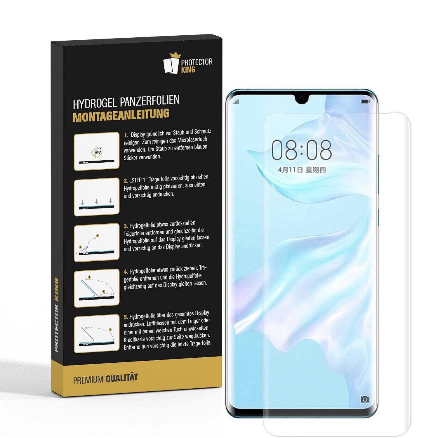 6x Hydrogel-Glass für Huawei P30 Pro Selbstheilend für Micro Kratzer 3D KLAR Panzerfolie Displayschutz Schutzfolie Screen-Protector