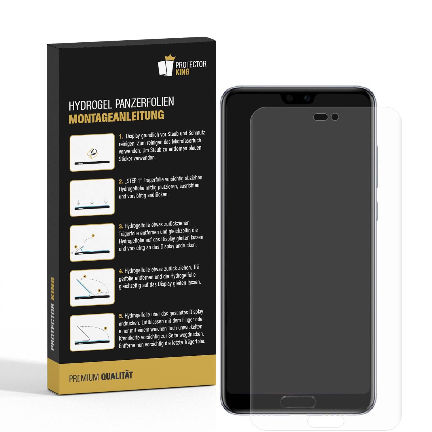 1x Panzerfolie für Huawei P20 FULL-COVER HYDROGEL Displayschutzfolie HD KLAR
