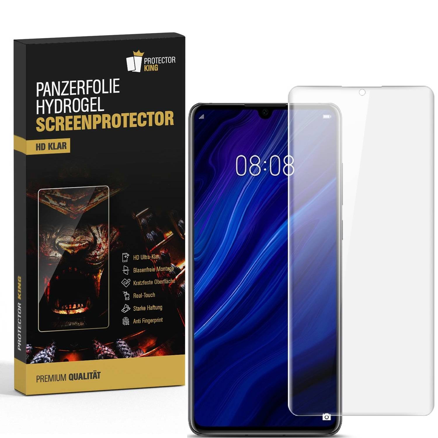 4x Hydrogel-Glass für Huawei P30 Selbstheilend für Micro Kratzer 3D KLAR Panzerfolie Displayschutz Schutzfolie Screen-Protector