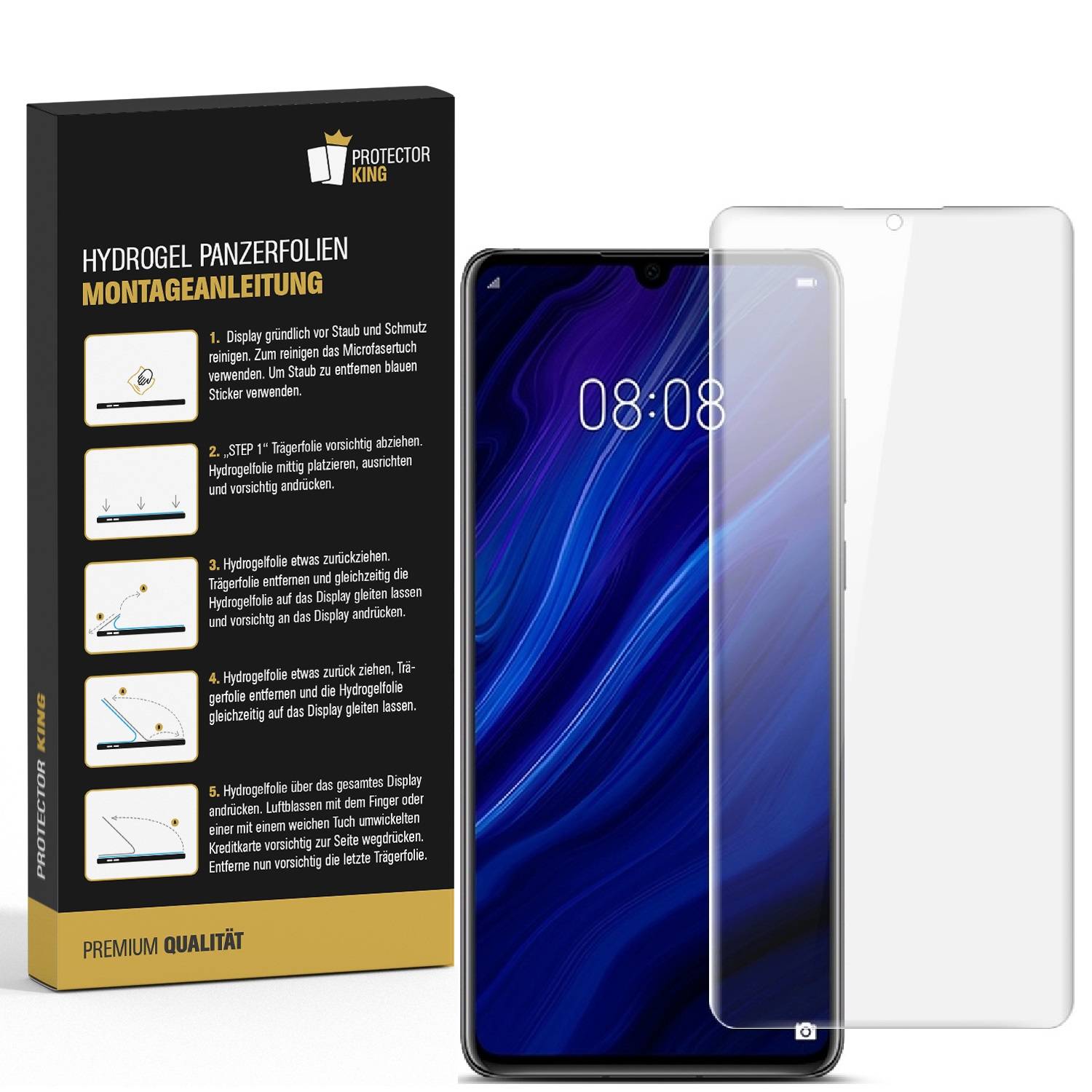 2x Hydrogel-Glass für Huawei P30 Selbstheilend für Micro Kratzer 3D KLAR Panzerfolie Displayschutz Schutzfolie Screen-Protector