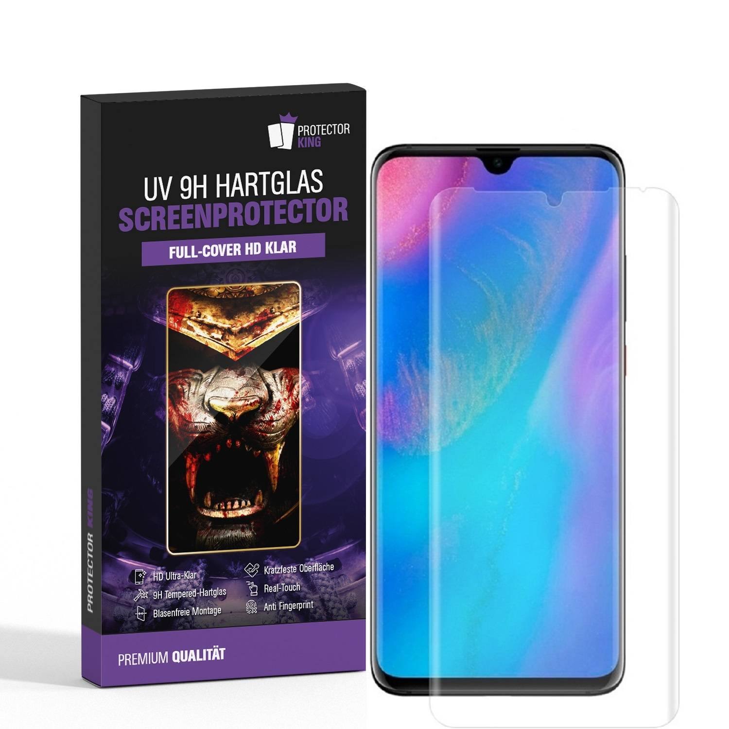 Kopie von 2x UV-Liquid 9H Panzerglas für Huawei P30 Pro 3D KLAR echtes Tempered Panzerhartglas Schutzglas Displayschutz Panzerfolie Schutzfolie
