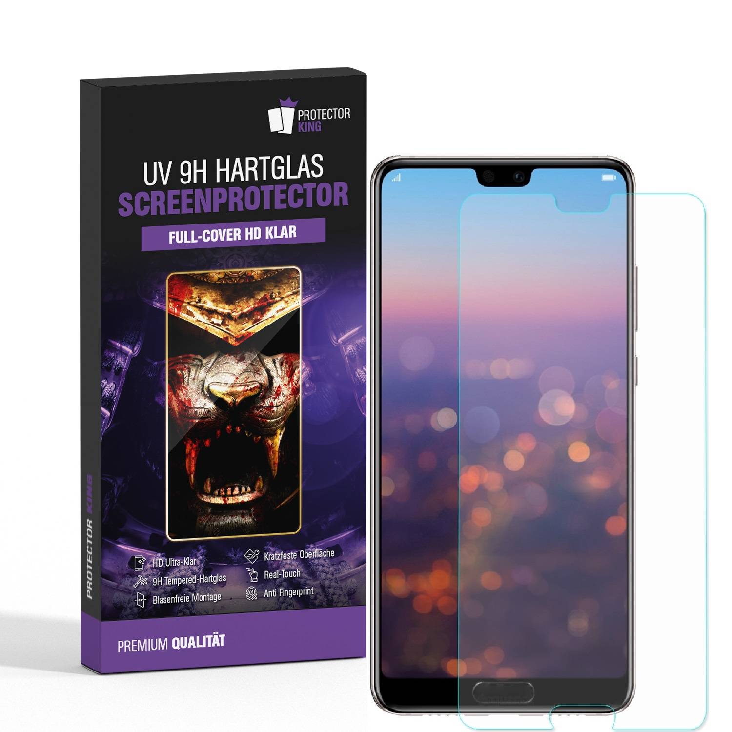 1x UV-Liquid 9H Panzerglas für Huawei P20 3D KLAR echtes Tempered Panzerhartglas Schutzglas Displayschutz Panzerfolie Schutzfolie Screen Protector