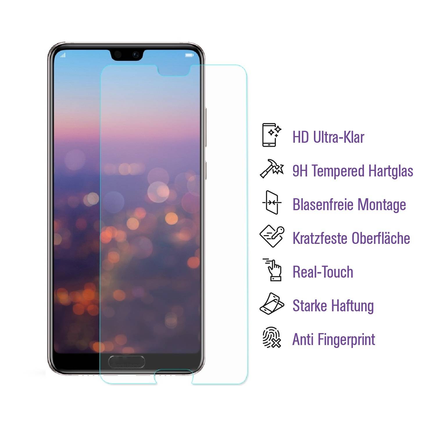 6x UV-Liquid 9H Panzerglas für Huawei P20 3D KLAR echtes Tempered Panzerhartglas Schutzglas Displayschutz Panzerfolie Schutzfolie Screen Protector