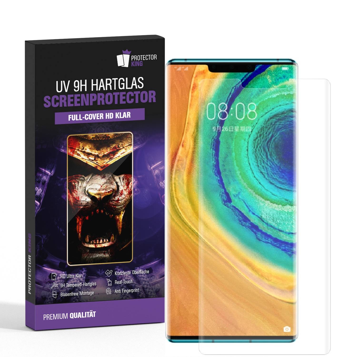 2x UV-Liquid 9H Panzerglas für Huawei Mate 30 Pro 3D KLAR echtes Tempered Panzerhartglas Schutzglas Displayschutz Panzerfolie Schutzfolie Screen