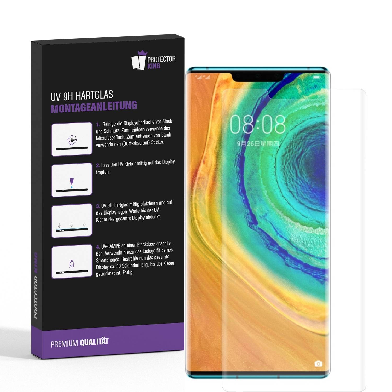 1x 9H Panzerglas für Huawei Mate 30 Pro Full-Screen HD klar UV-Liquid Tempered Glas Displayschutz Schutzglas Screen-Protector