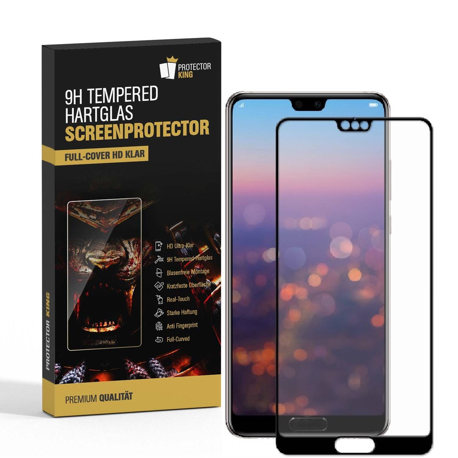 3x 9H Panzerglas für Huawei P20 Pro FULL COVER Displayschutz Schutzglas Hartglas Schutzfolie Panzerfolie KLAR Tempered echtes Displayglas Glasfolie