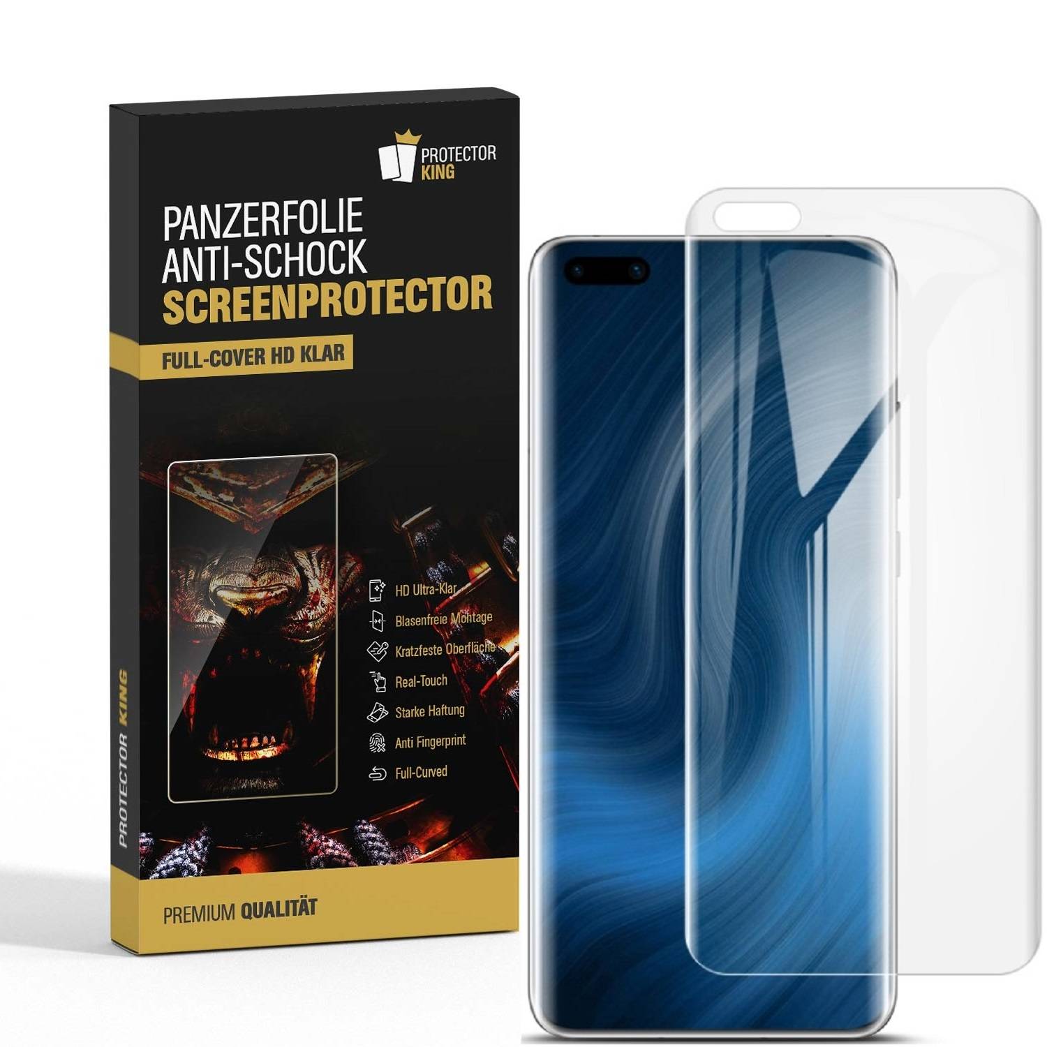 4x Panzerfolie für Huawei P40 Pro FULL COVER Displayschutz Displayfolie HD KLAR