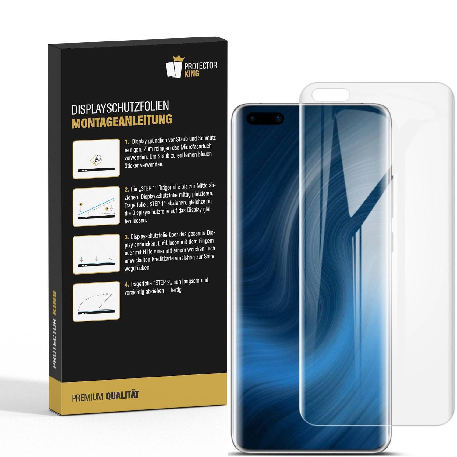 3x Panzerfolie für Huawei P40 Pro FULL COVER Displayschutz Displayfolie HD KLAR