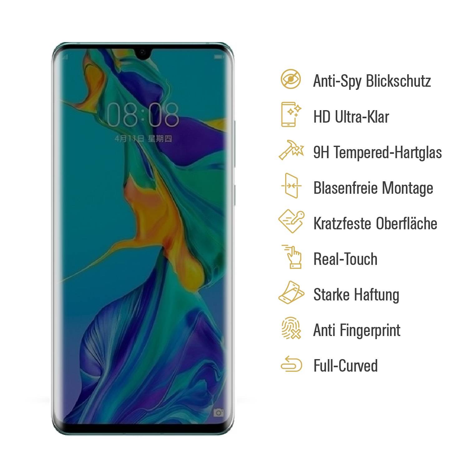 4x Blickschutz 9H Panzerhartglas für Huawei P30 Pro Anti-Spion Displayschutz Panzerfolie Schutzfolie echtes Tempered Panzerglas Schutzglas Screen