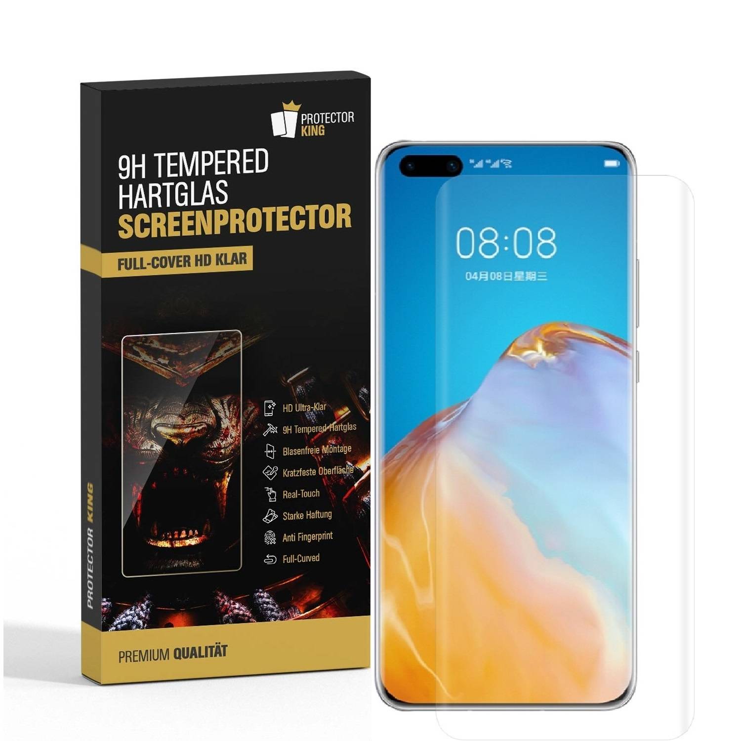 4x 9H Panzerglas für Huawei P40 Pro FULL CURVED Displayschutz Schutzglas Panzerfolie Schutzfolie Displayglas Hartglas echtes Tempered