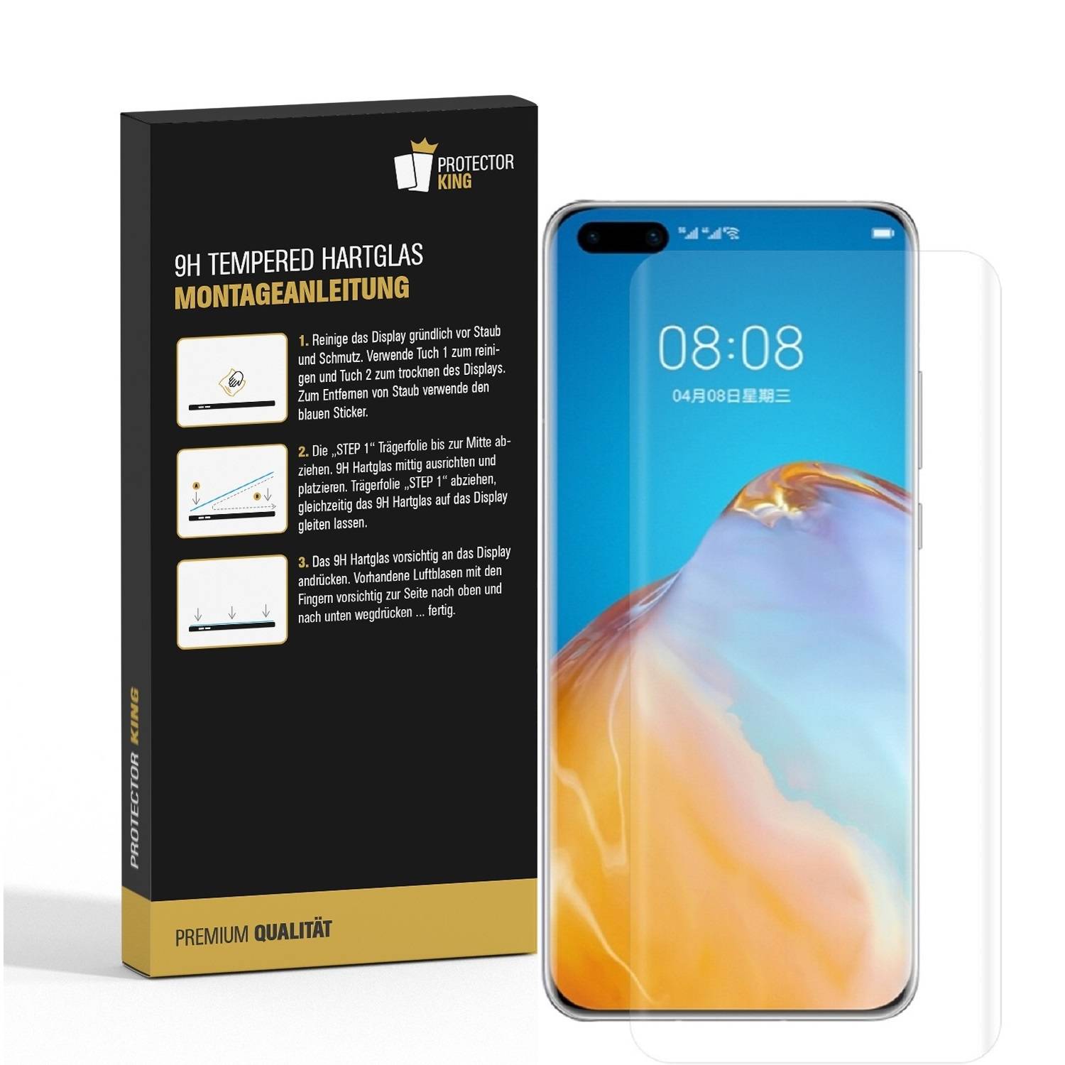 4x 9H Panzerglas für Huawei P40 Pro FULL CURVED Displayschutz Schutzglas Panzerfolie Schutzfolie Displayglas Hartglas echtes Tempered