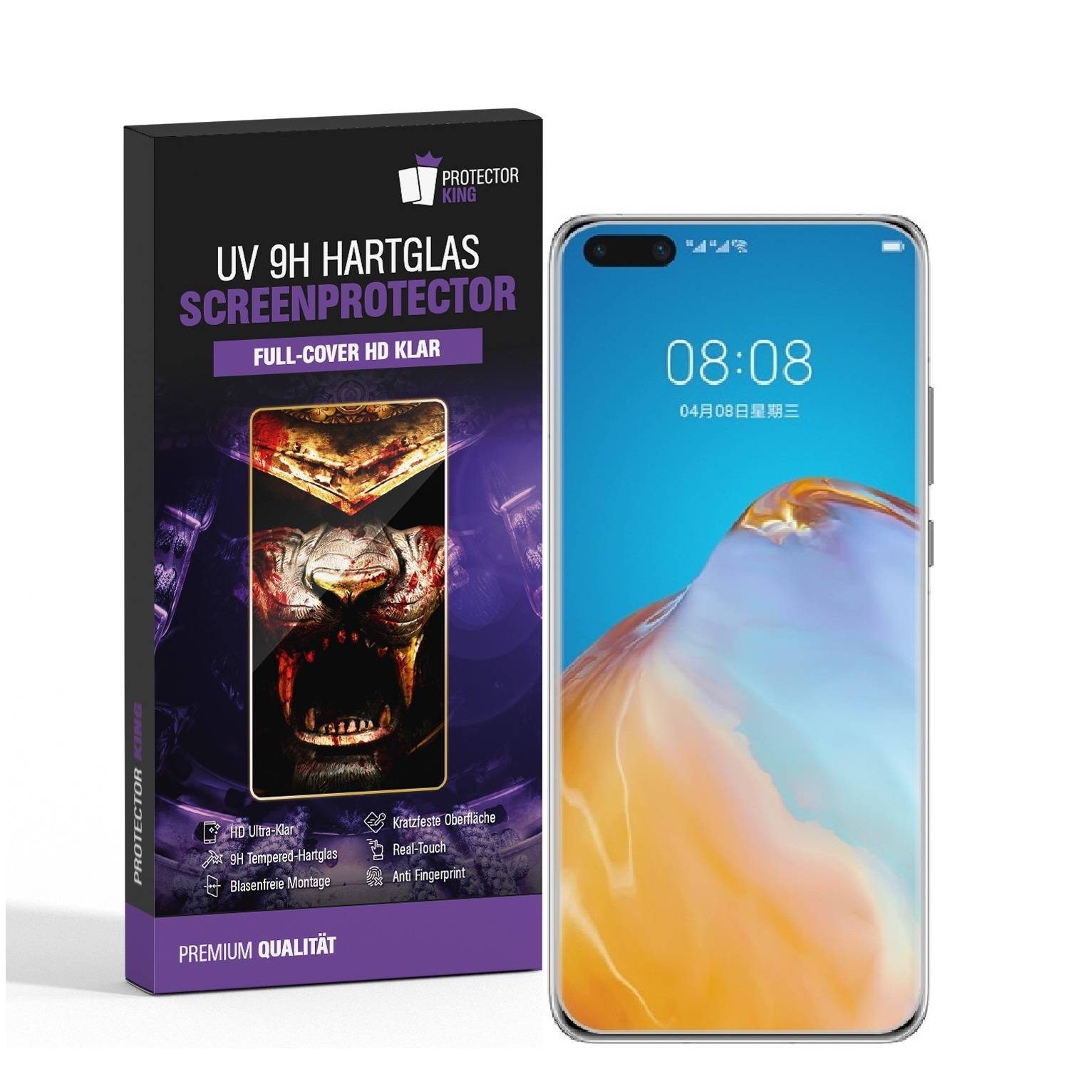 Kopie von 4x UV-Liquid 9H Panzerglas für Huawei P40 Pro 3D KLAR echtes Tempered Panzerhartglas Schutzglas Displayschutz Panzerfolie Schutzfolie