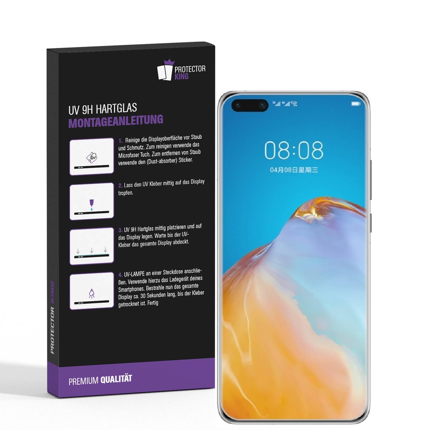 3x UV-Liquid 9H Panzerglas für Huawei P40 Pro 3D KLAR echtes Tempered Panzerhartglas Schutzglas Displayschutz Panzerfolie Schutzfolie Screen