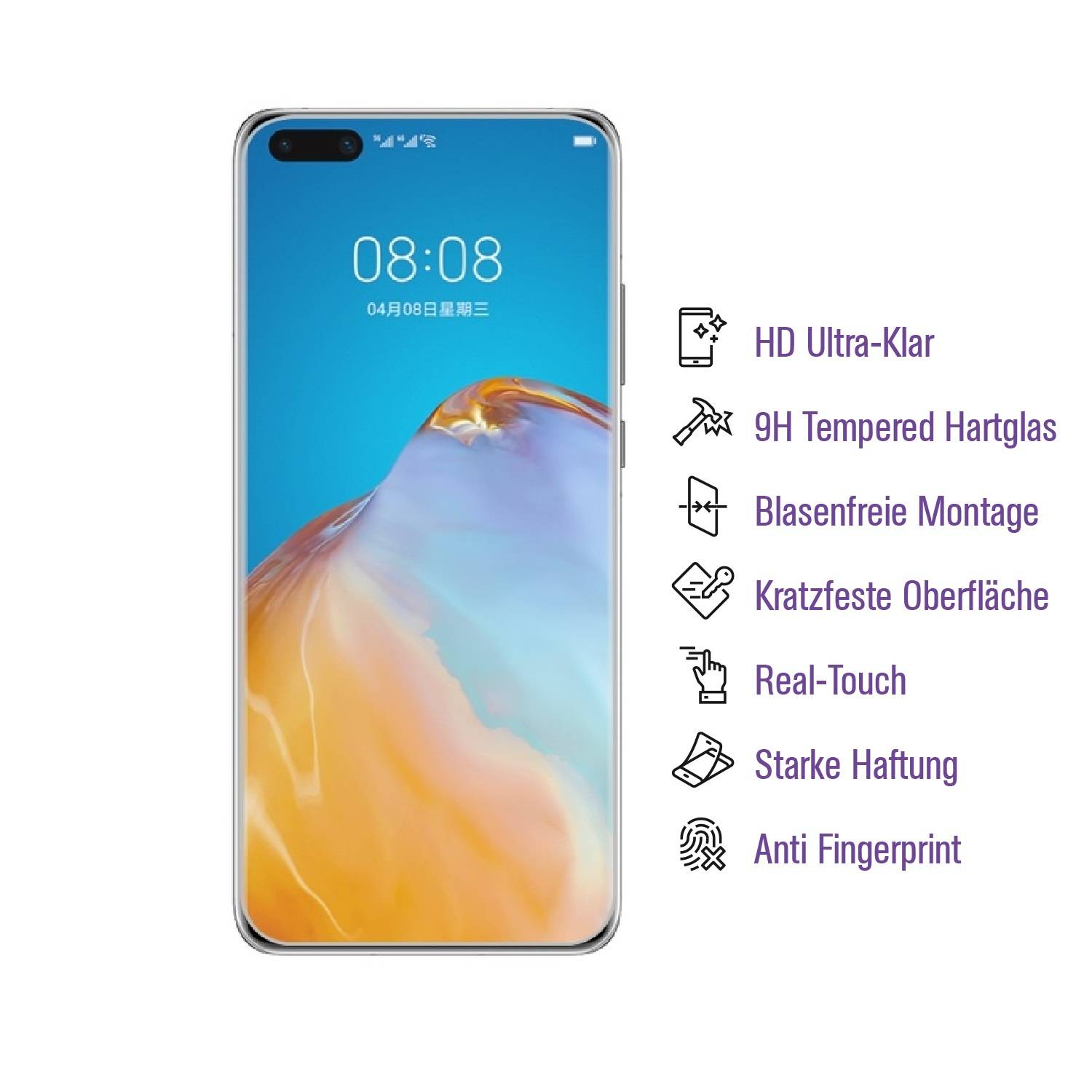 3x UV-Liquid 9H Panzerglas für Huawei P40 Pro 3D KLAR echtes Tempered Panzerhartglas Schutzglas Displayschutz Panzerfolie Schutzfolie Screen