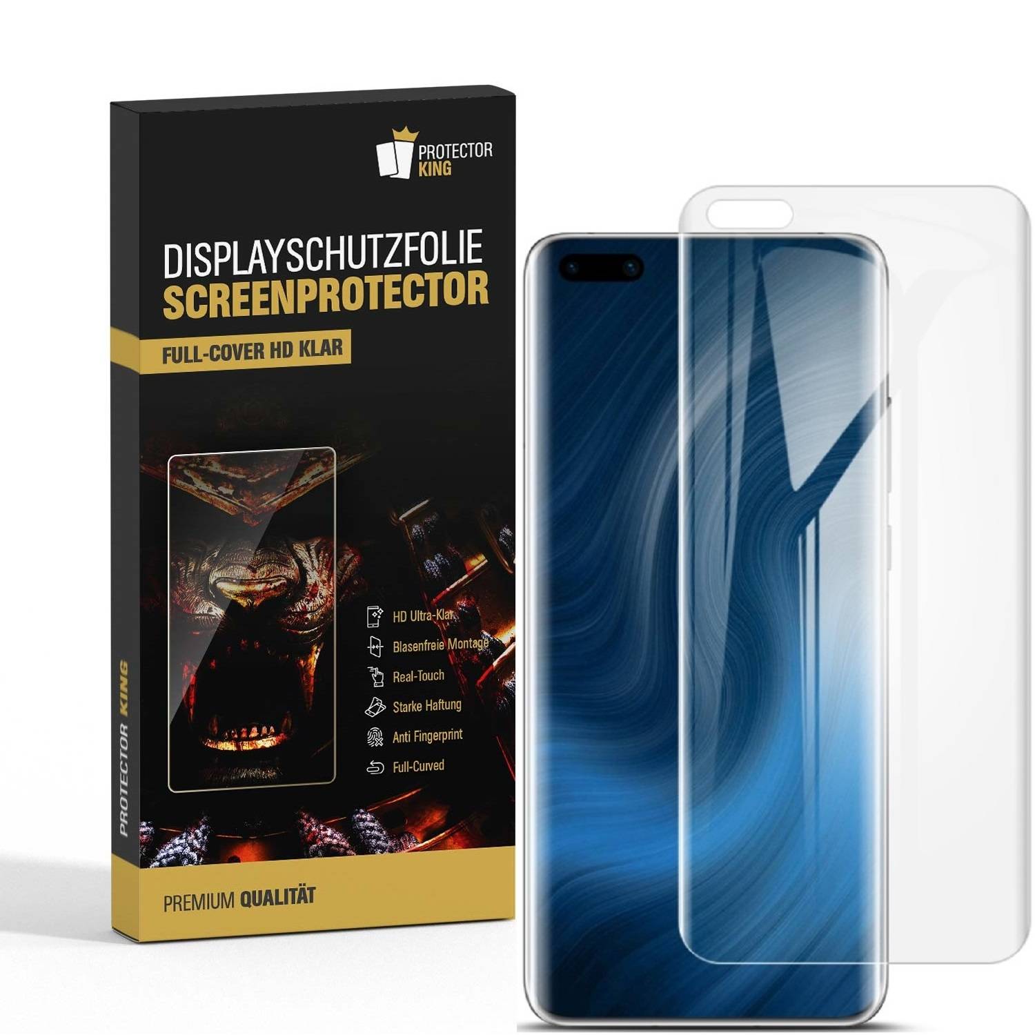 2x Displayfolie für Huawei P40 Pro FULL COVER Displayschutzfolie HD KLAR