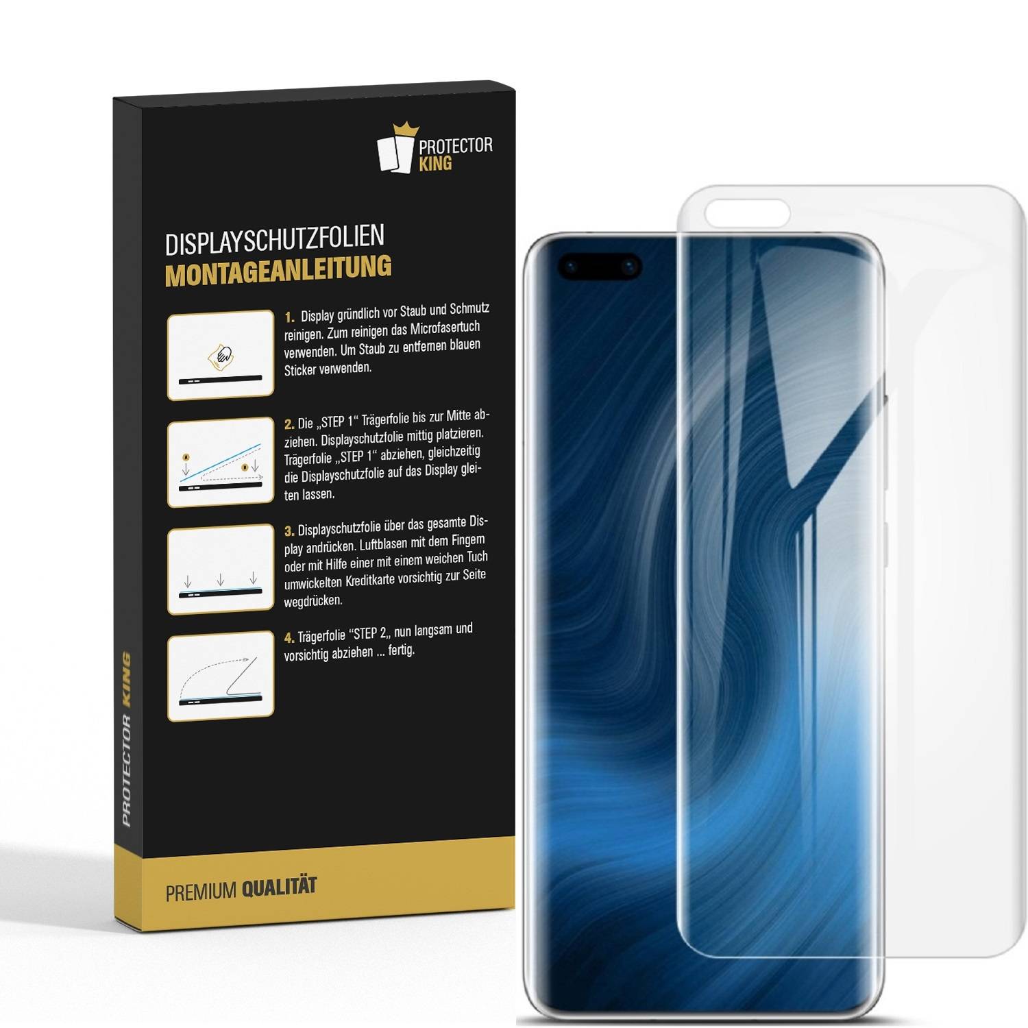2x Displayfolie für Huawei P40 Pro FULL COVER Displayschutzfolie HD KLAR