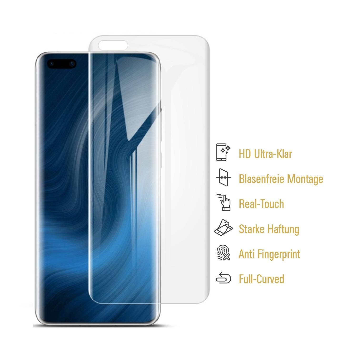 2x Displayfolie für Huawei P40 Pro FULL COVER Displayschutzfolie HD KLAR