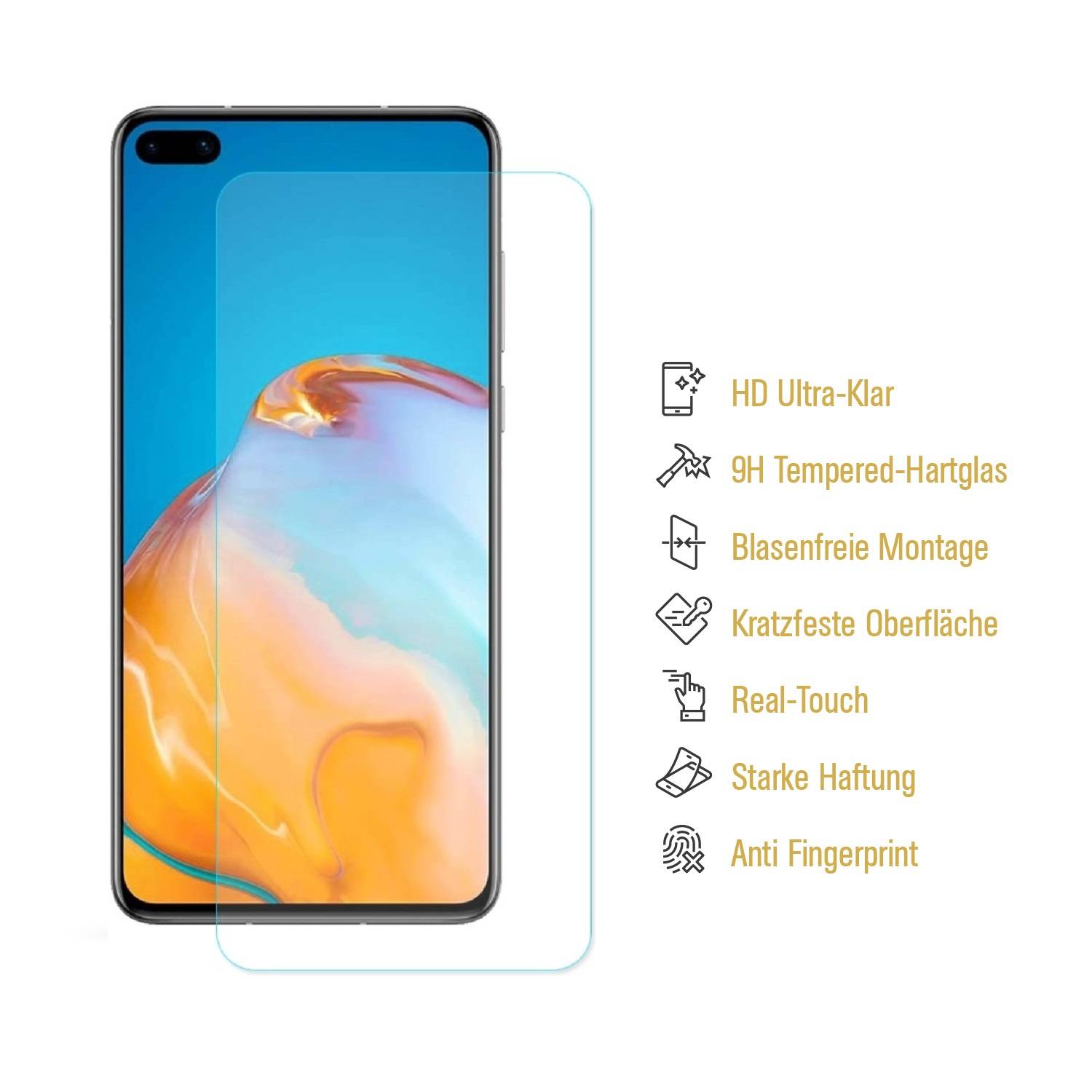3x 9H Panzerglas für Huawei P40 Displayschutz Panzerfolie Schutzfolie Hartglas Schutzglas Displayglas Tempered Glasfolie Sicherheitsglas Echtglas