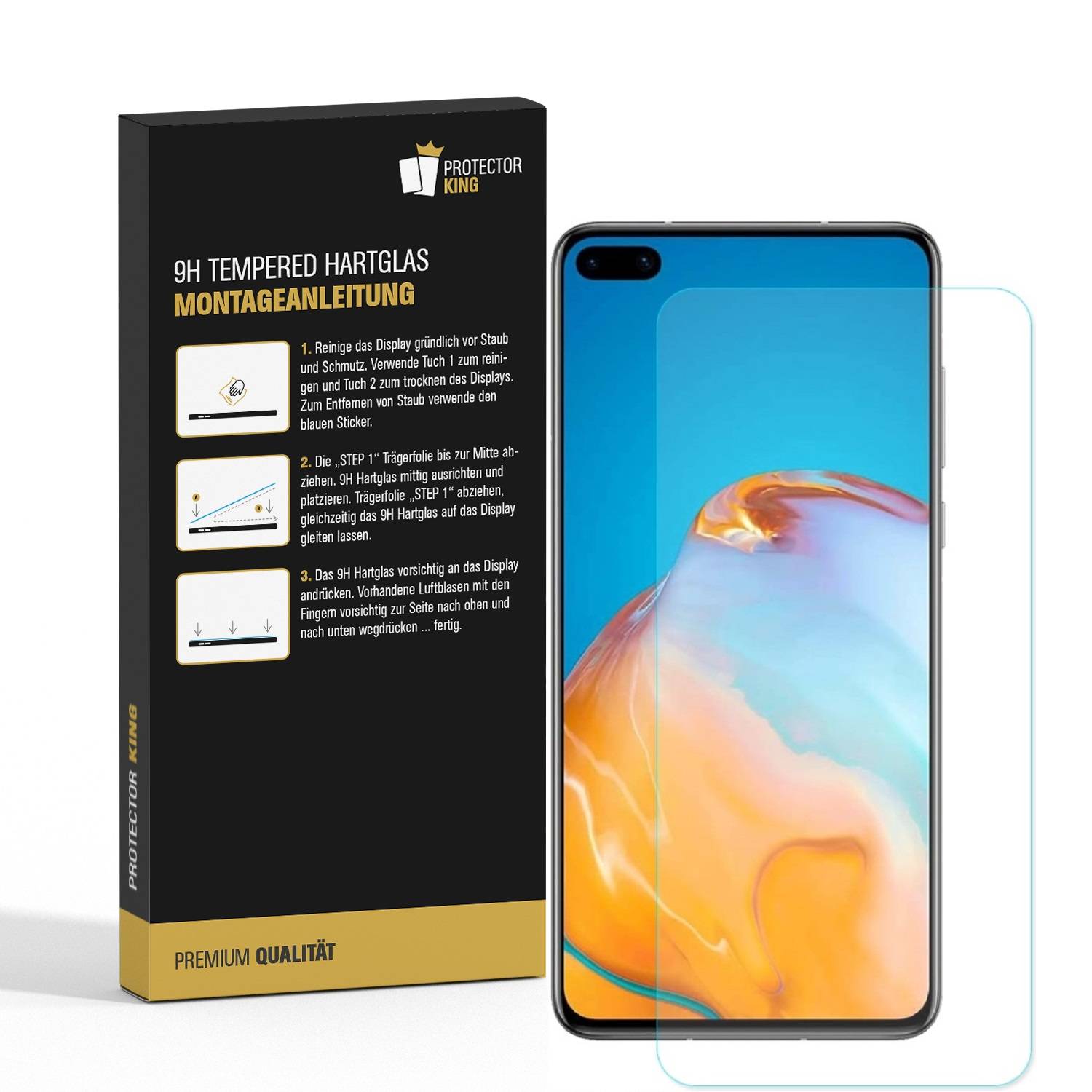 3x 9H Panzerglas für Huawei P40 Displayschutz Panzerfolie Schutzfolie Hartglas Schutzglas Displayglas Tempered Glasfolie Sicherheitsglas Echtglas