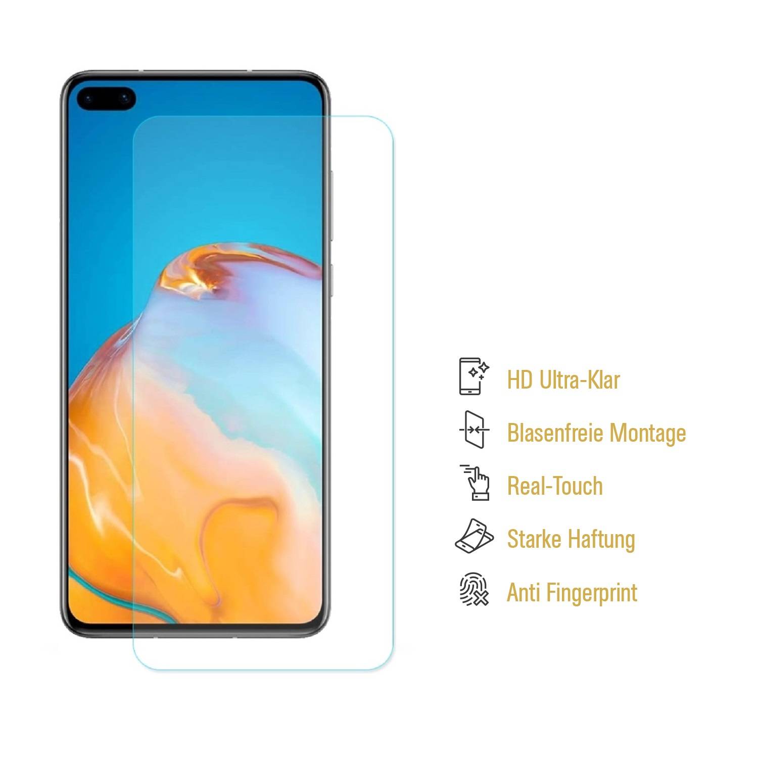 2x Displayschutzfolie für Huawei P40 Displayfolie Display HD ULTRA KLAR