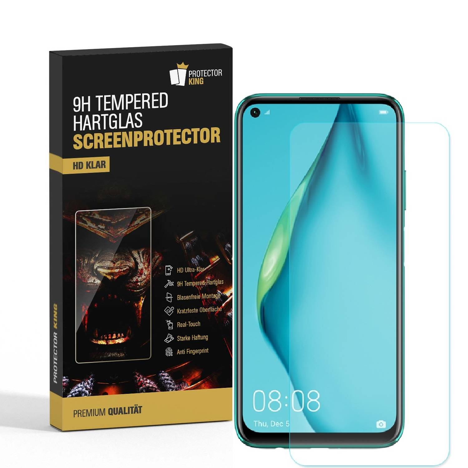 2x 9H Panzerglas für Huawei P40 Lite Displayschutz Panzerfolie Schutzfolie Hartglas Schutzglas Displayglas Tempered Glasfolie Sicherheitsglas