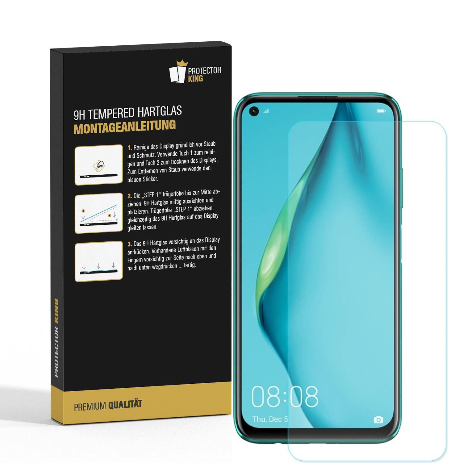 3x 9H Panzerglas für Huawei P40 Lite Displayschutz Panzerfolie Schutzfolie Hartglas Schutzglas Displayglas Tempered Glasfolie Sicherheitsglas