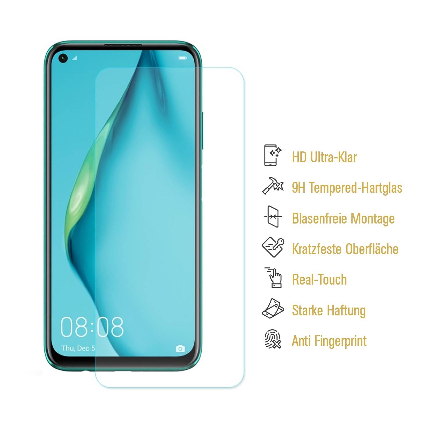 3x 9H Panzerglas für Huawei P40 Lite Displayschutz Panzerfolie Schutzfolie Hartglas Schutzglas Displayglas Tempered Glasfolie Sicherheitsglas