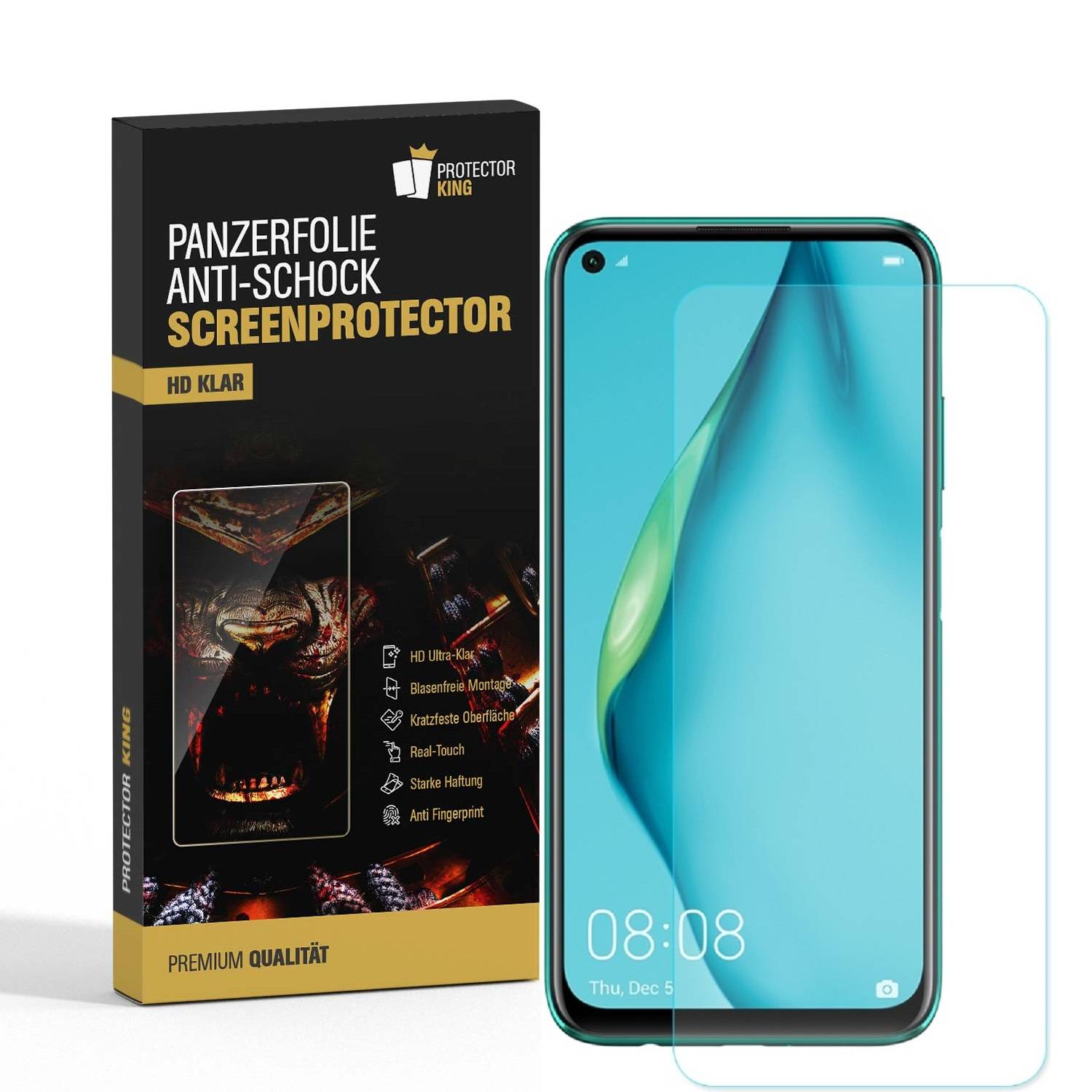 3x Panzerfolie für Huawei P40 Lite ANTI-SHOCK Displayschutz Schutzfolie HD-KLAR PET Kunststoff
