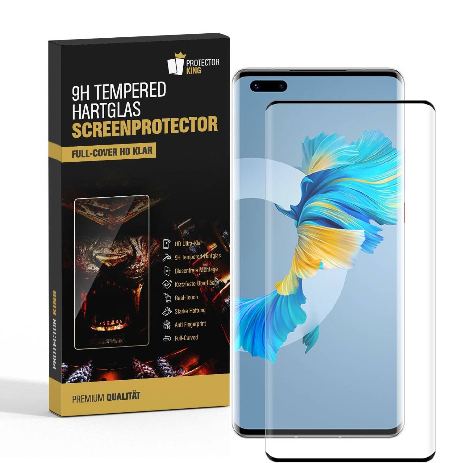 3x 9H Hartglas für Huawei Mate 40 FULL CURVED Displayschutz Schutzglas Schutzfolie Panzerfolie Panzerglas Displayglas Tempered Glasfolie