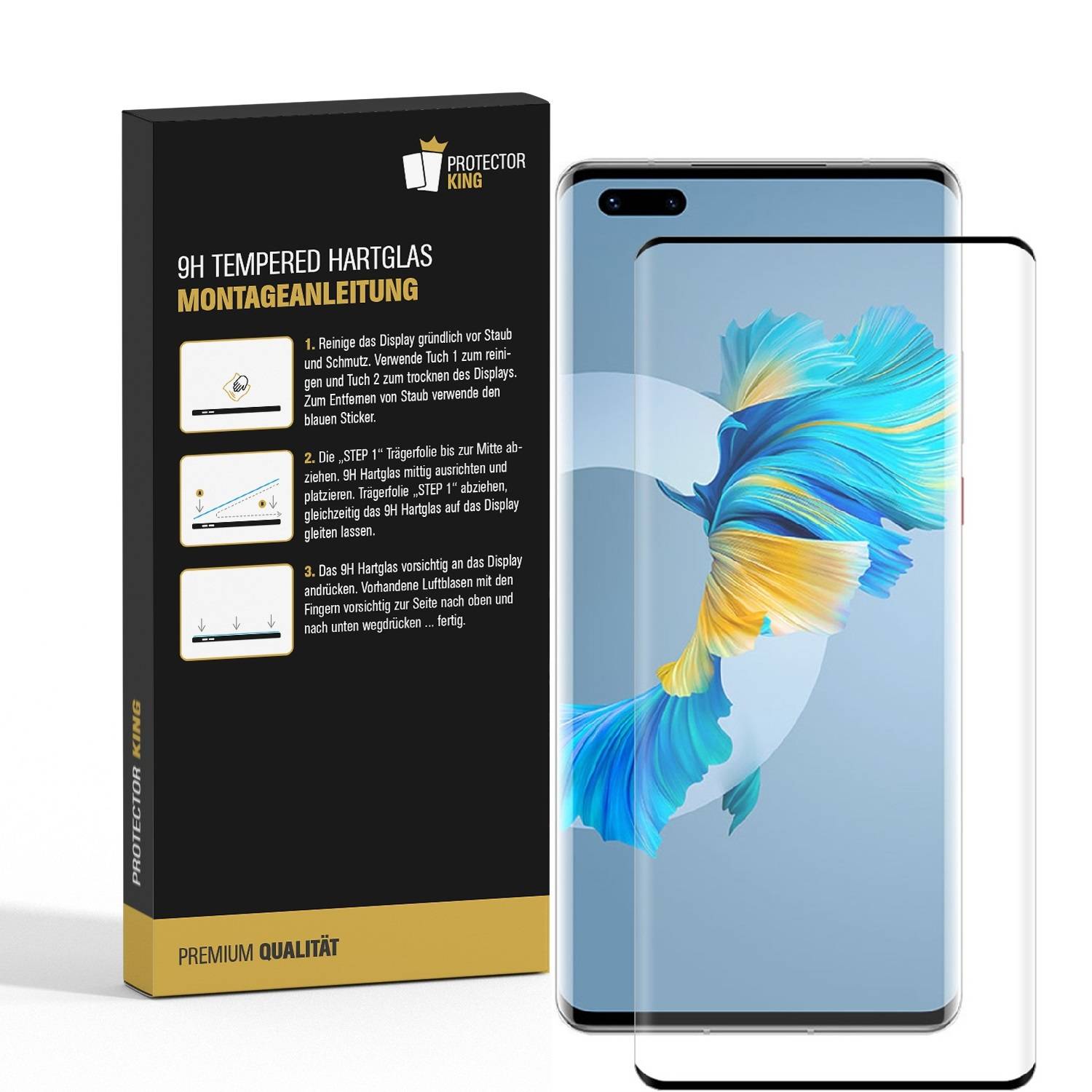1x 9H Hartglas für Huawei Mate 40 FULL CURVED Displayschutz Schutzglas Schutzfolie Panzerfolie Panzerglas Displayglas Tempered Glasfolie