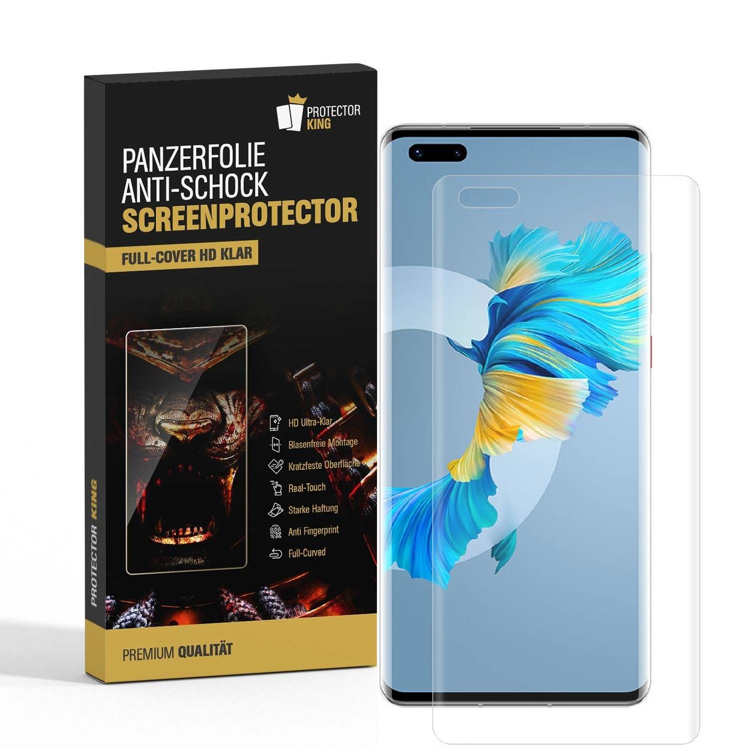 4x Panzerfolie für Huawei Mate 40 Pro FULL COVER Displayschutzfolie HD KLAR