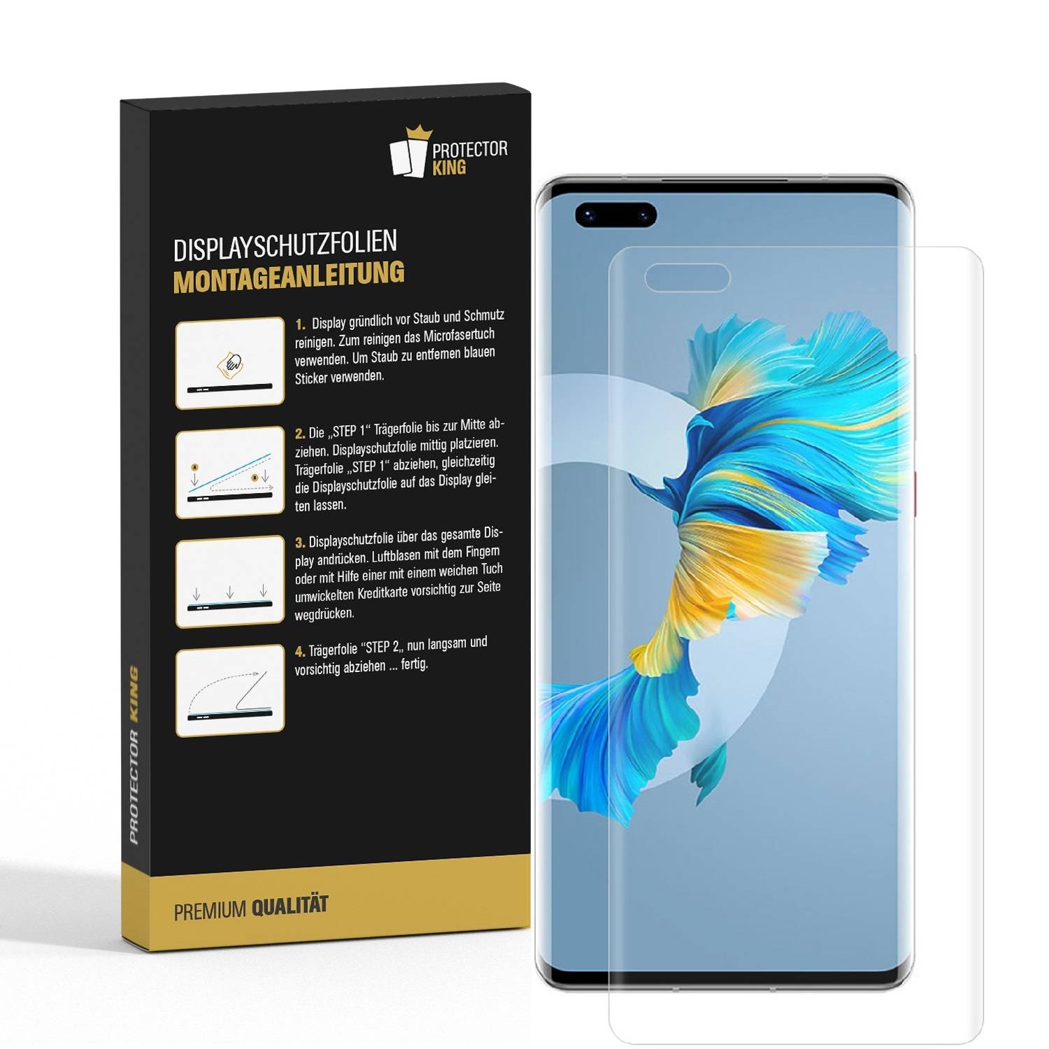 4x Panzerfolie für Huawei Mate 40 Pro Plus FULL COVER Displayschutzfolie HD KLAR