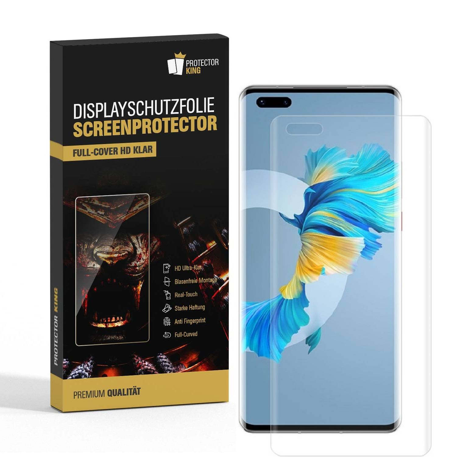 6x Displayfolie für Huawei Mate 40 FULL COVER CURVED Displayschutzfolie HD KLAR