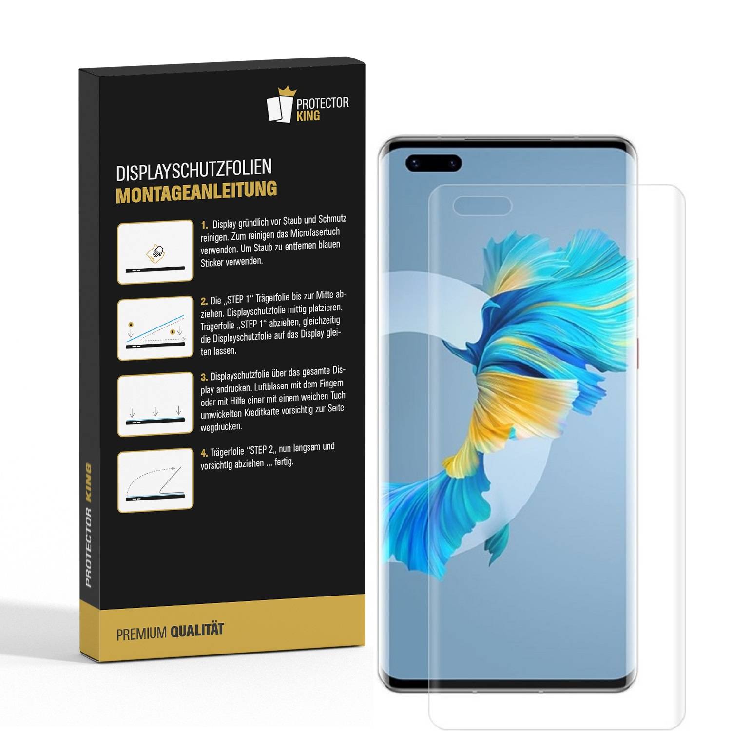 3x Displayfolie für Huawei Mate 40 Pro FULL COVER Displayschutzfolie HD KLAR