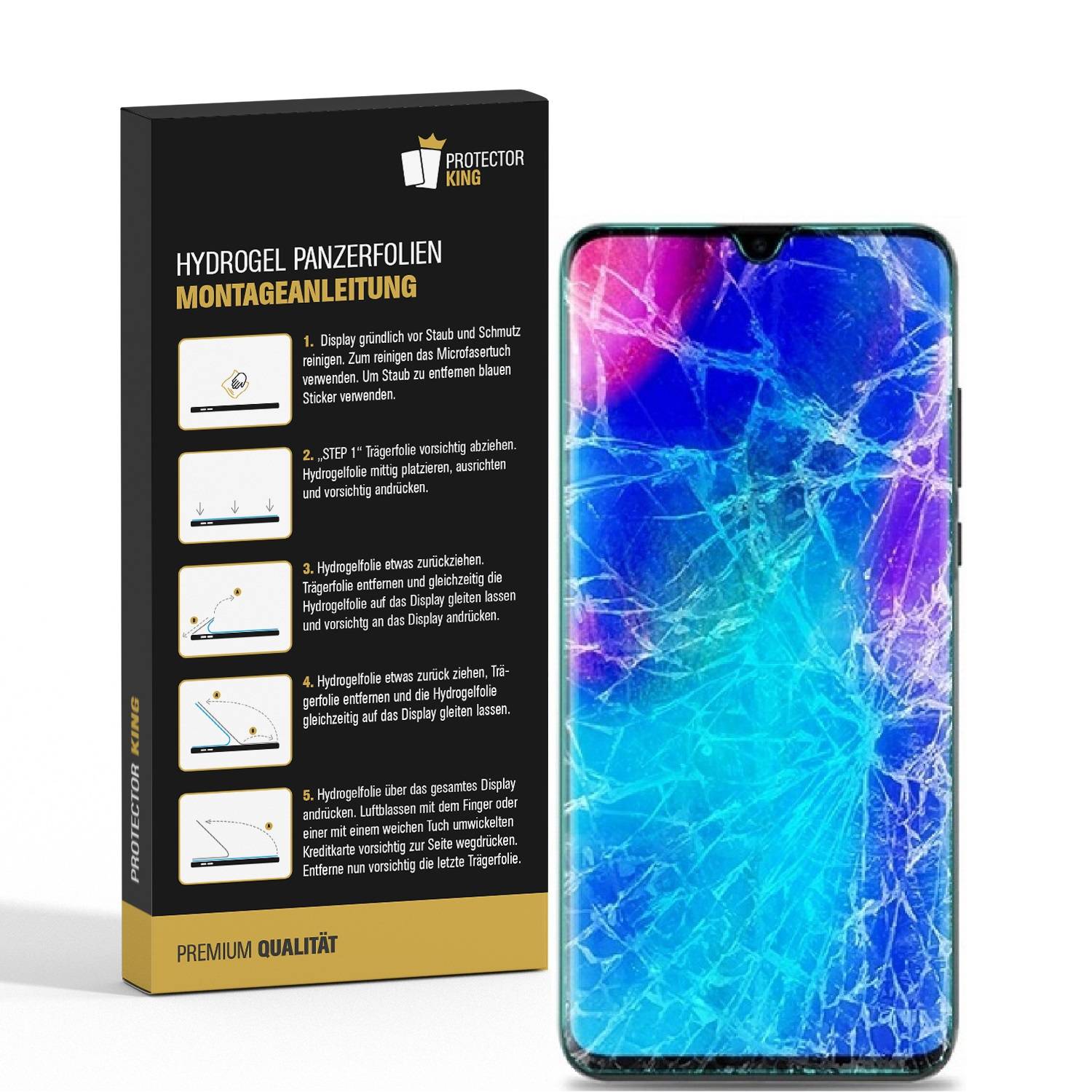 1x Hydrogel-Glass für Huawei P30 Lite Selbstheilend für Micro Kratzer 3D KLAR Panzerfolie Displayschutz Schutzfolie Screen-Protector
