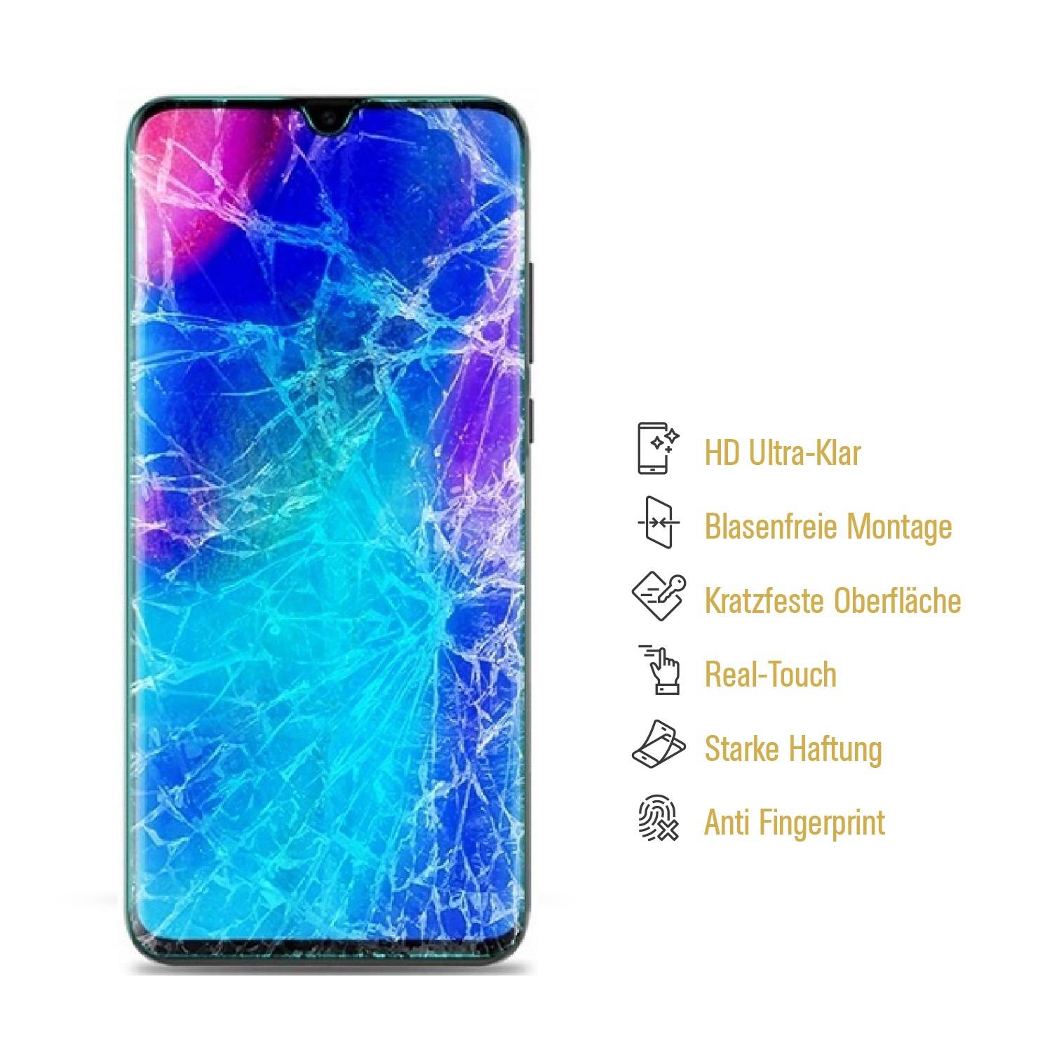 1x Hydrogel-Glass für Huawei P30 Lite Selbstheilend für Micro Kratzer 3D KLAR Panzerfolie Displayschutz Schutzfolie Screen-Protector