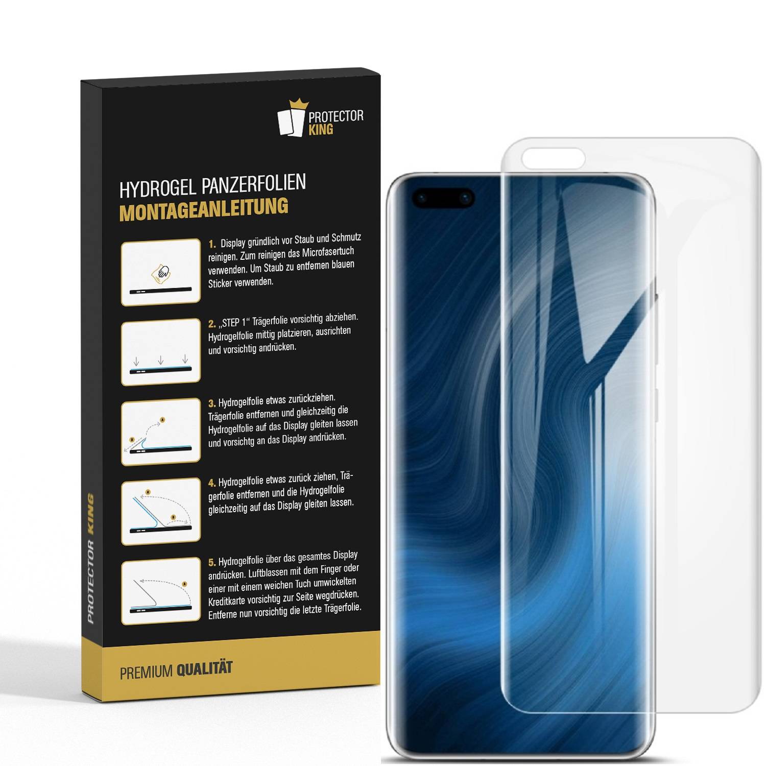 4x Hydrogel-Glass für Huawei P40 Pro Selbstheilend für Micro Kratzer 3D KLAR Panzerfolie Displayschutz Schutzfolie Screen-Protector