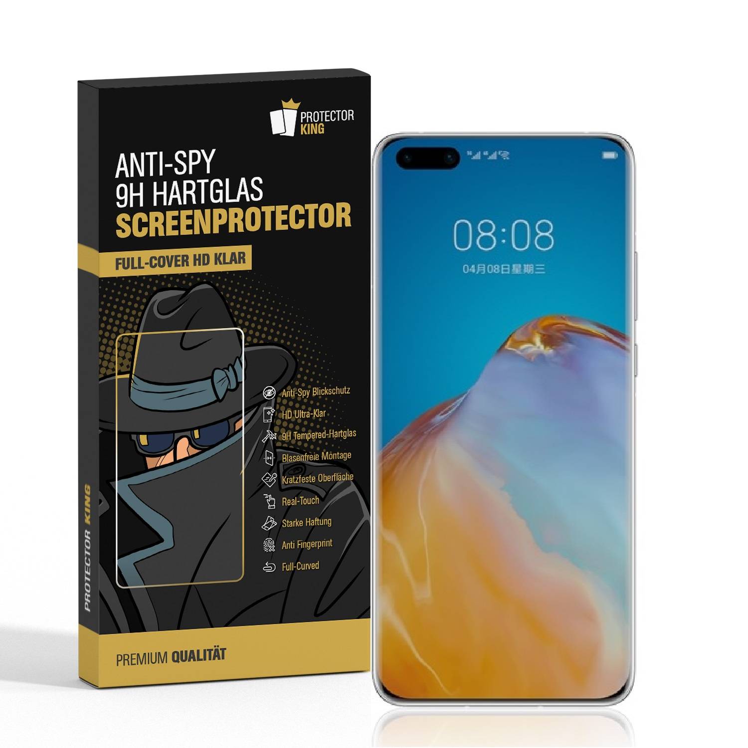 2x Blickschutz 9H Panzerglas für Huawei P40 Pro FULL CURVED ANTI-SPY Privacy Displayschutz Panzerfolie Schutzfolie Hartglas Schutzglas Displayglas