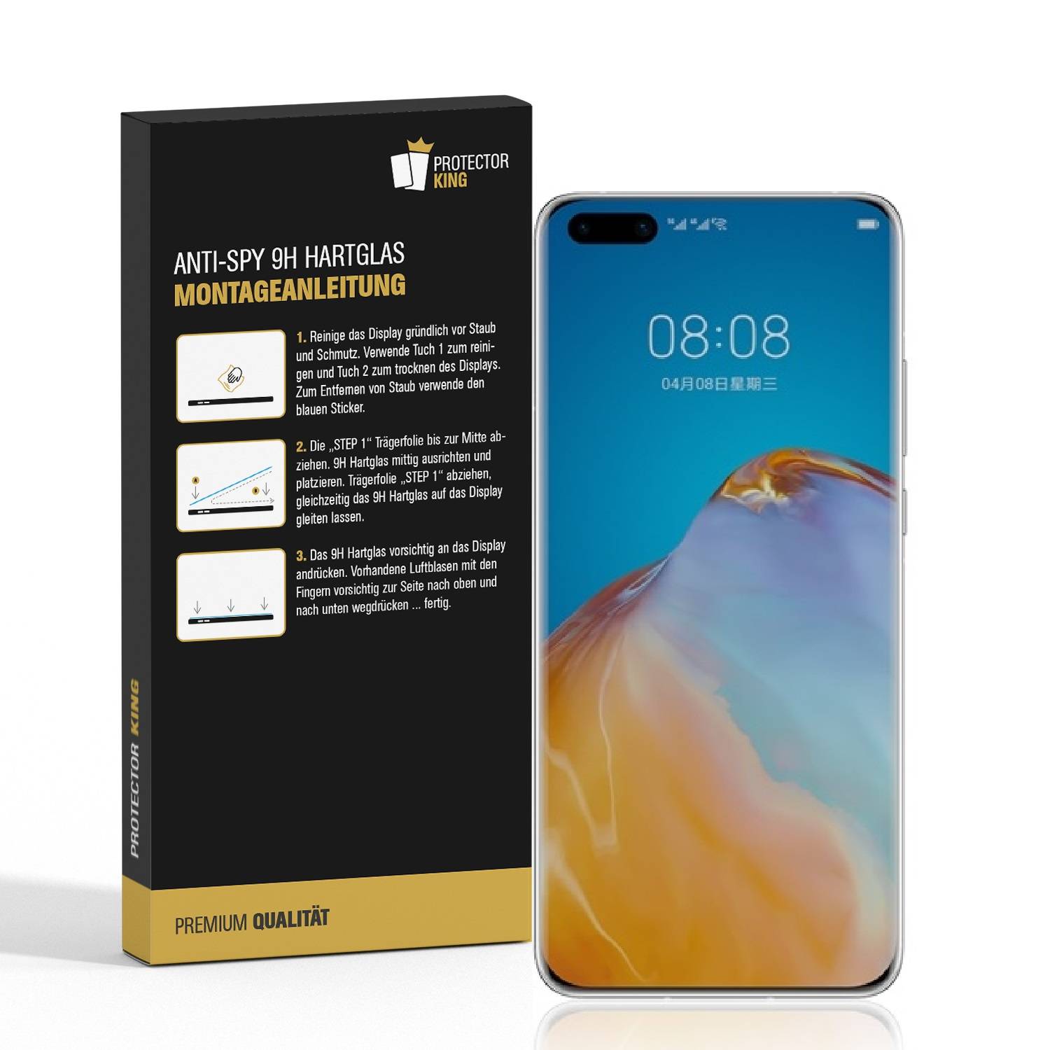 2x Blickschutz 9H Panzerglas für Huawei P40 Pro FULL CURVED ANTI-SPY Privacy Displayschutz Panzerfolie Schutzfolie Hartglas Schutzglas Displayglas